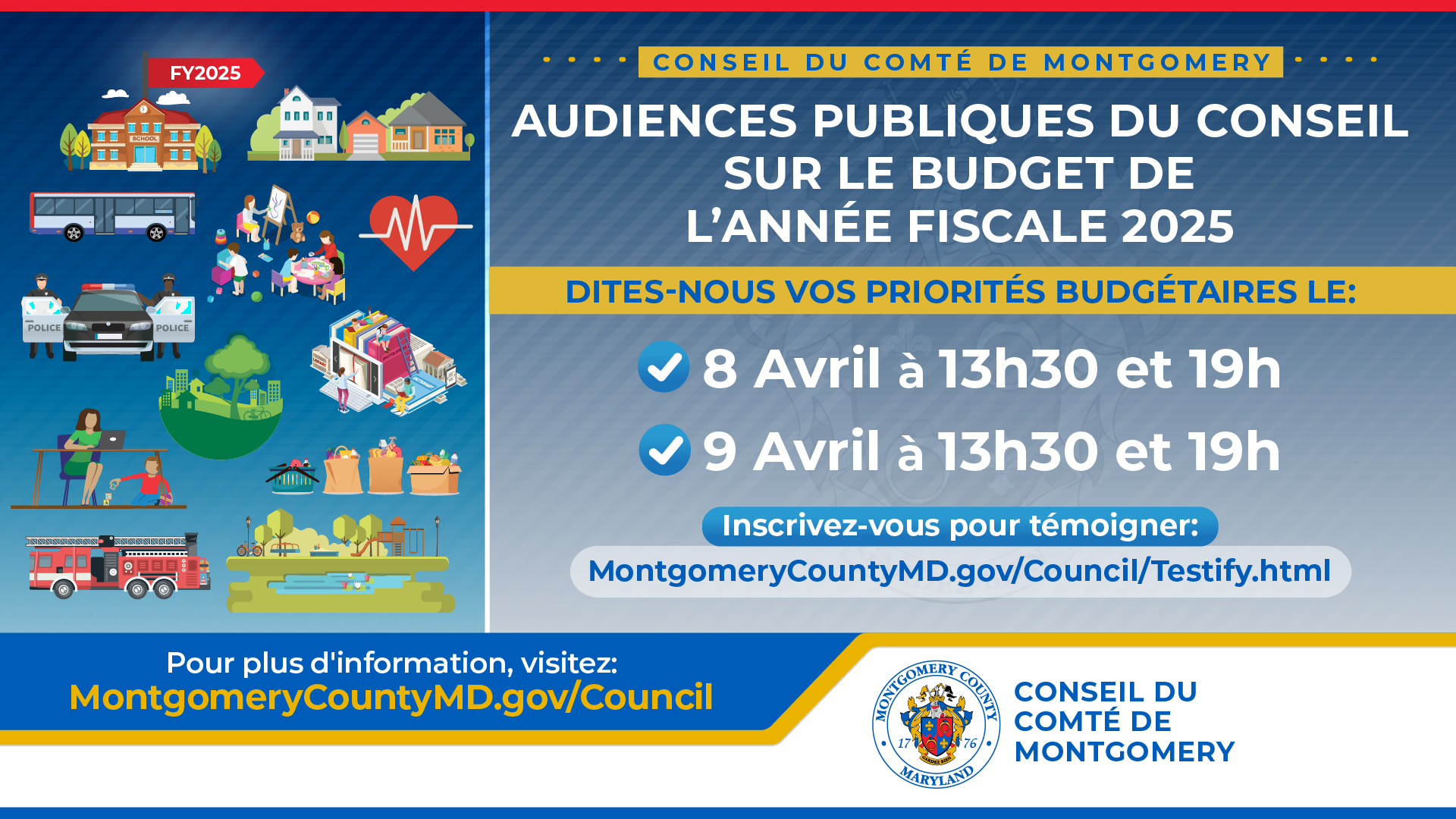 Audiences publiques sur le budget de fonctionnement de l'exercice 2025 les 8 et 9 avril à 13h30 et 19h00